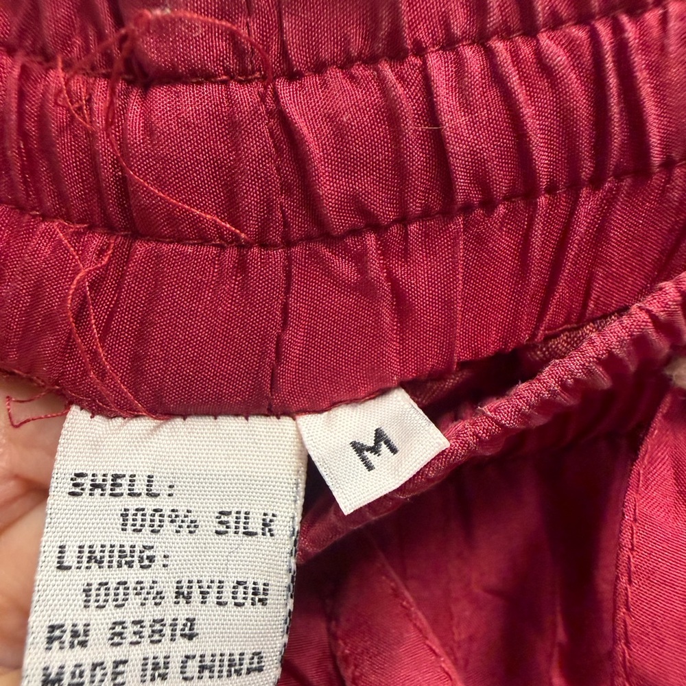 Vintage FUDA International 100% Silk Track Suit Jacket/Pants Med Burgundy  NWOT - Picture 15 of 16